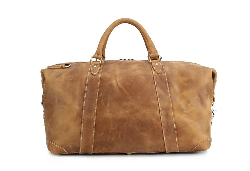 Crazy Horse Genuine Leather Men's Duffle Bag – Extra Large, Fits 18" Laptop, 10+ Outfits
