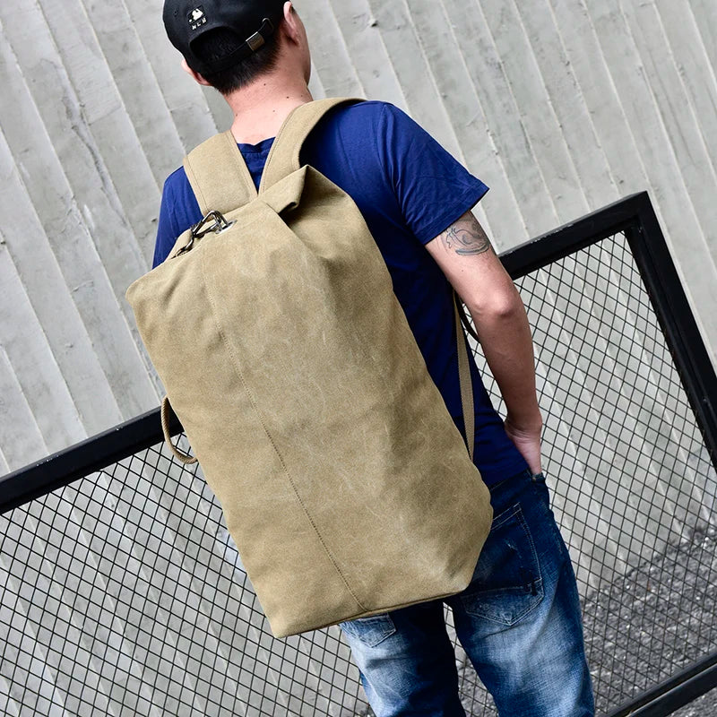 Large Capacity Canvas Travel Backpack – Mountaineering Rucksack for Men