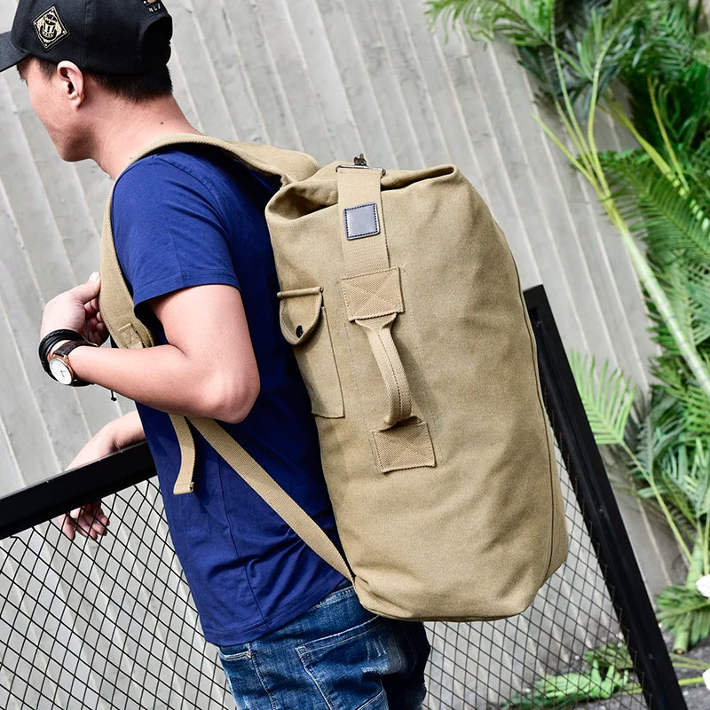 Large Capacity Canvas Travel Backpack – Mountaineering Rucksack for Men