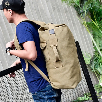 Large Capacity Canvas Travel Backpack – Mountaineering Rucksack for Men