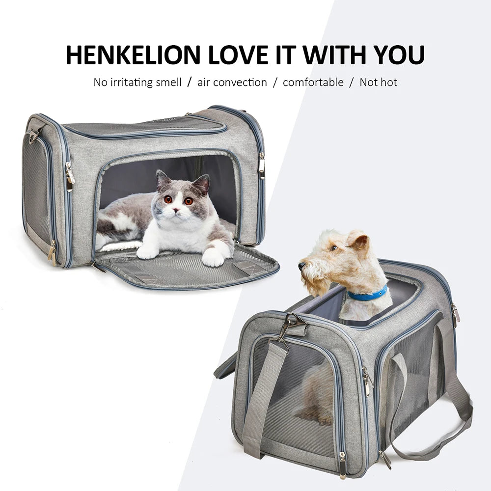 Soft-Sided Pet Carrier Bag – Airline Approved with Claw-Defense Mesh & Removable Fleece Pad