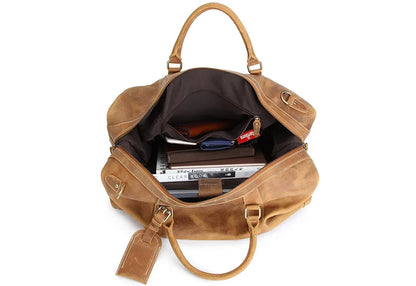 Crazy Horse Genuine Leather Men's Duffle Bag – Extra Large, Fits 18" Laptop, 10+ Outfits