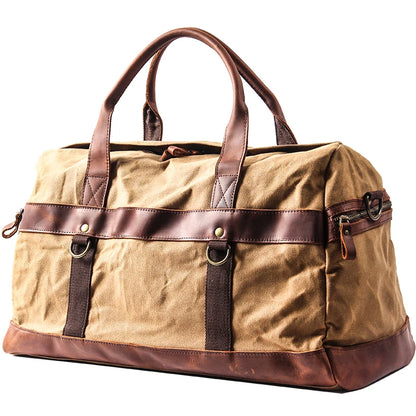 Waxed Canvas & Genuine Leather Men's Duffle Bag – Large Weekend & Travel Bag, Fits 18" Laptop