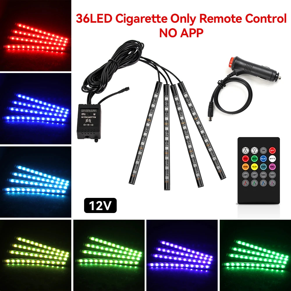 LED strip lights with remote control and power adapter on a white background