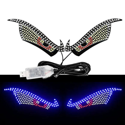 LED wing-shaped lights with USB cable on a white background