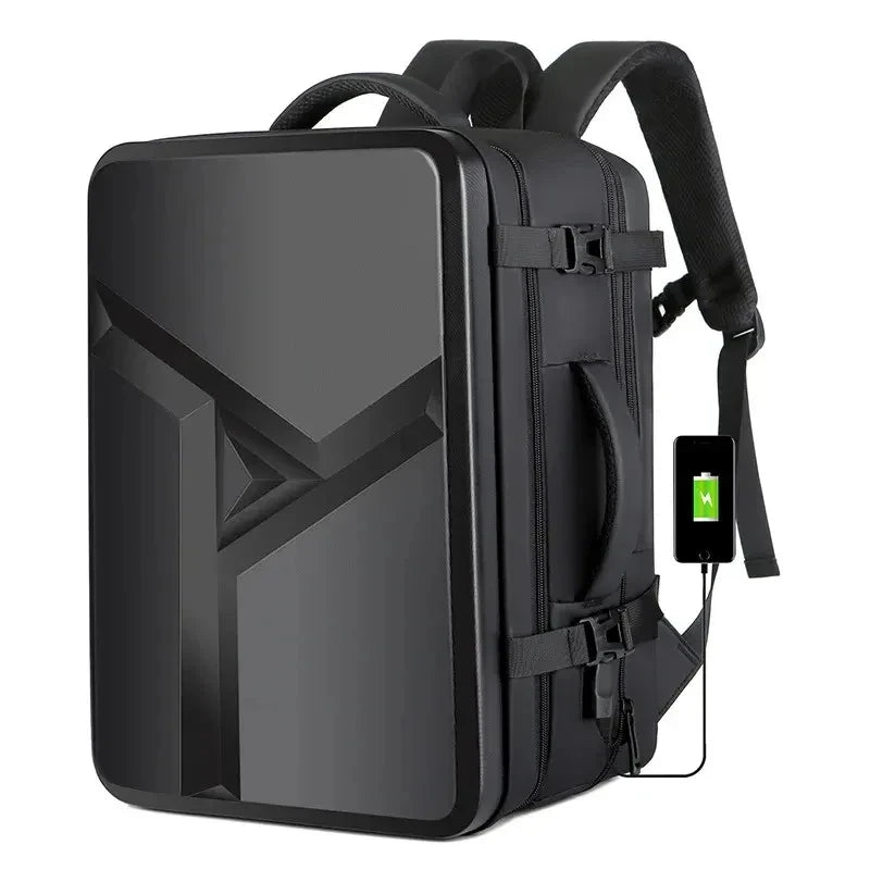 50L ABS Hard Shell Expandable Travel Backpack – 17" Laptop Compartment, USB Charging, Waterproof