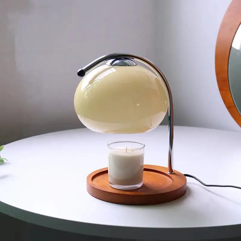 Aromatherapy Candle Warmer Table Lamp Retro Glass Bedside Lamp for Bedroom Study Office