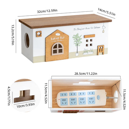 Wooden Desktop Cord Storage Box Desktop Organization Storage