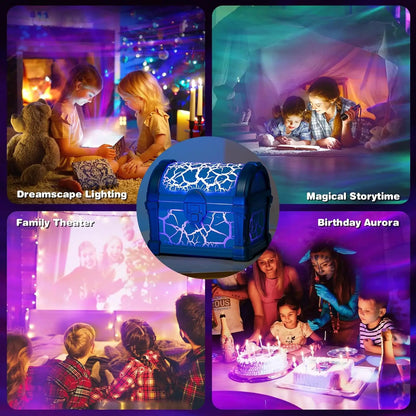 Treasure Chest Projector Night Light Galaxy Aurora Lamp with Bluetooth Speaker Ambient Northern Lights
