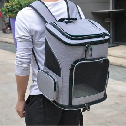 Foldable Expandable Pet Carrier Backpack – Breathable Travel Bag for Cats and Dogs