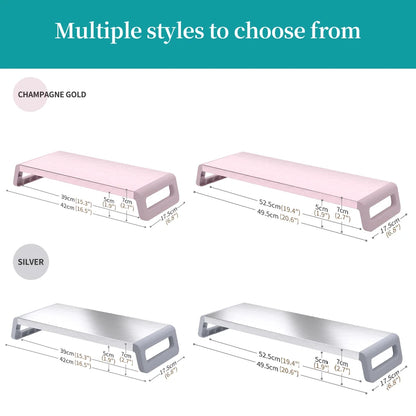 Universal Monitor Riser Stand Aluminum Alloy Desktop Screen Holder with Organizer Storage