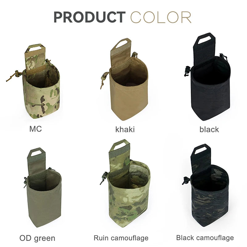 MOLLE Foldable Dump Pouch – Nylon, Hook & Loop, Retention Cord, Drain Grommets, 6 Tactical Colors