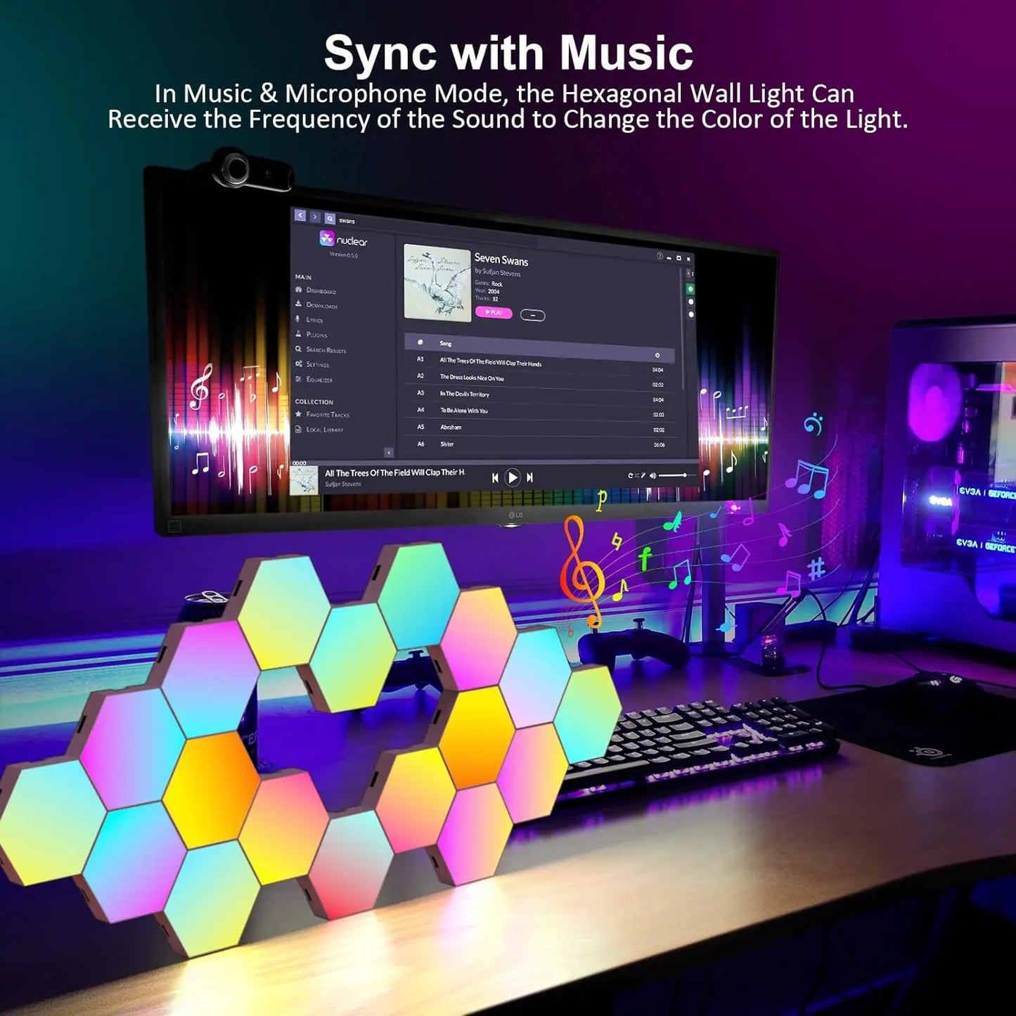 Smart Hexagon Wall Light Panels Color Changing LED Ambient Lighting 8 12 20 PCS Modular Kit