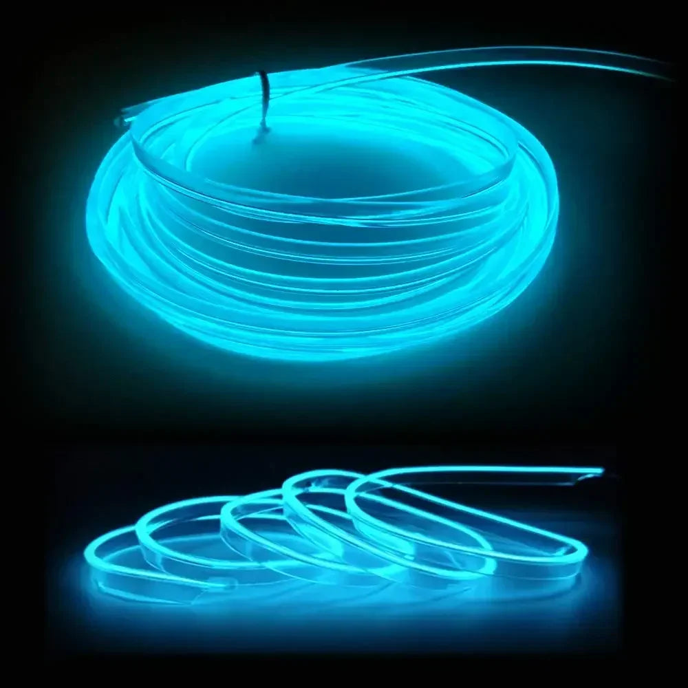 5M USB EL Wire Car Interior Ambient Light Flexible Neon Trim Strip