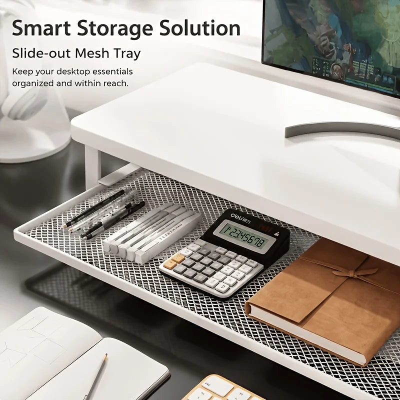 Desktop Monitor Riser with Storage Organizer for Home Office and Gaming