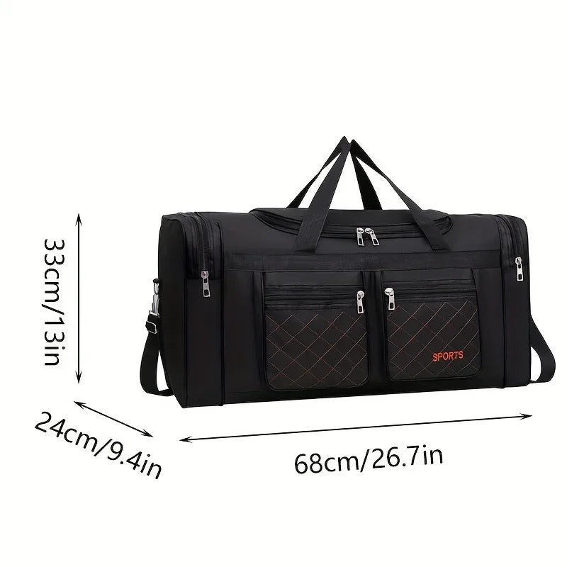 Large Capacity Nylon Travel Duffel Bag – Multiple Compartments & Pockets for Sports & Short Trips