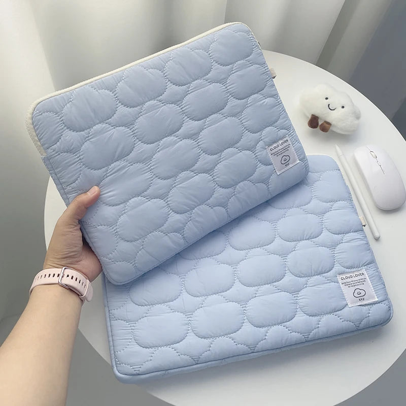 Cloud Laptop & iPad Sleeve – Embroidery Cotton, Zipper, Fits 9.7–16", MacBook & iPad