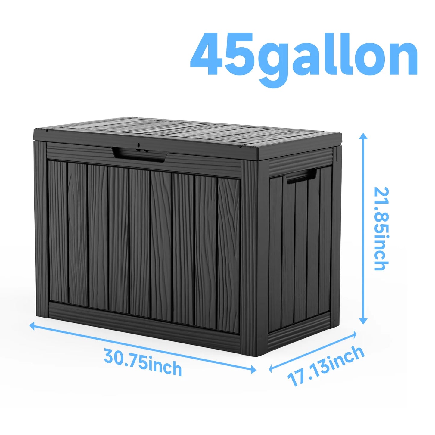 45 Gallon Outdoor Deck Box – Waterproof Lockable Resin Storage Box with Bench Seating