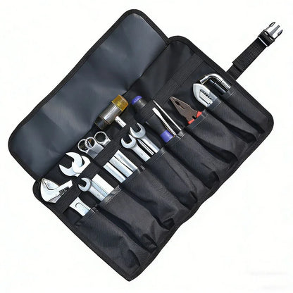 Roll-Up Tool Organizer Pouch – 600D Oxford, Multi-Pocket, Quick-Release Buckle, Wrench Spanner Camping Toolkit