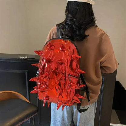 Punk Spike Backpack – Laser Hedgehog Design, Large Capacity Waterproof Fashion Backpack