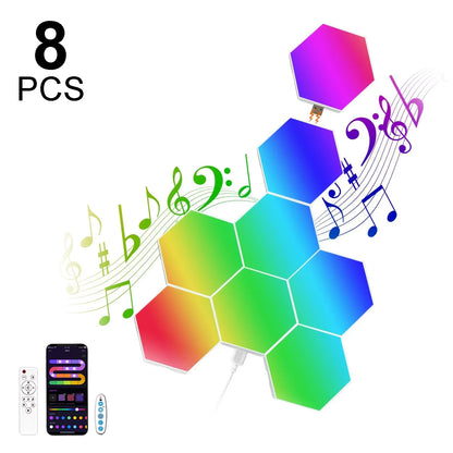 Smart Hexagon Wall Light Panels Color Changing LED Ambient Lighting 8 12 20 PCS Modular Kit
