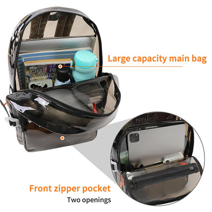 Clear PVC Backpack with Multi-Pocket Design for School, Travel & Events