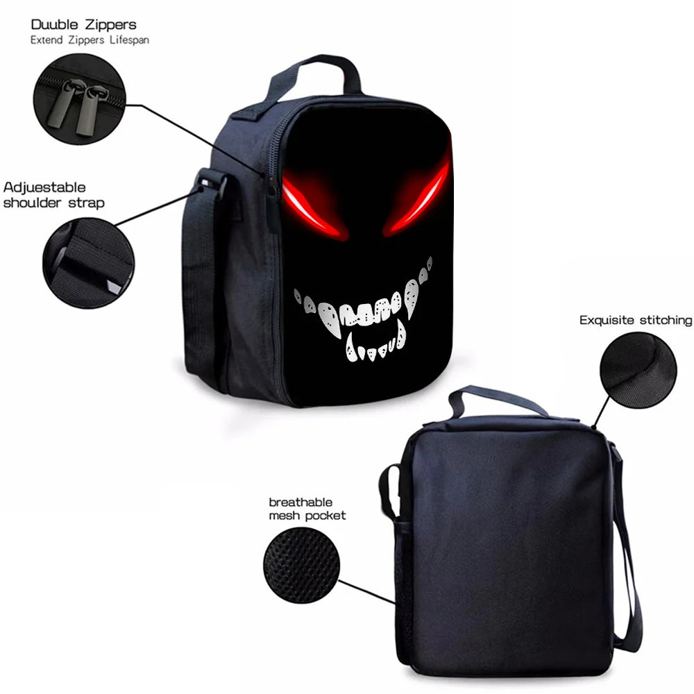 Evil Smiley Face 3-Piece Backpack Set – Backpack, Clutch & Tote, Polyester, Unisex