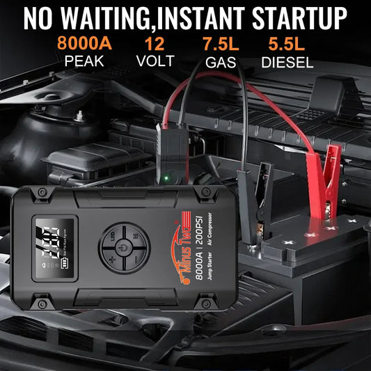 4000A Peak Portable Car Jump Starter with Power Bank & LED Emergency Light for 12V Vehicles