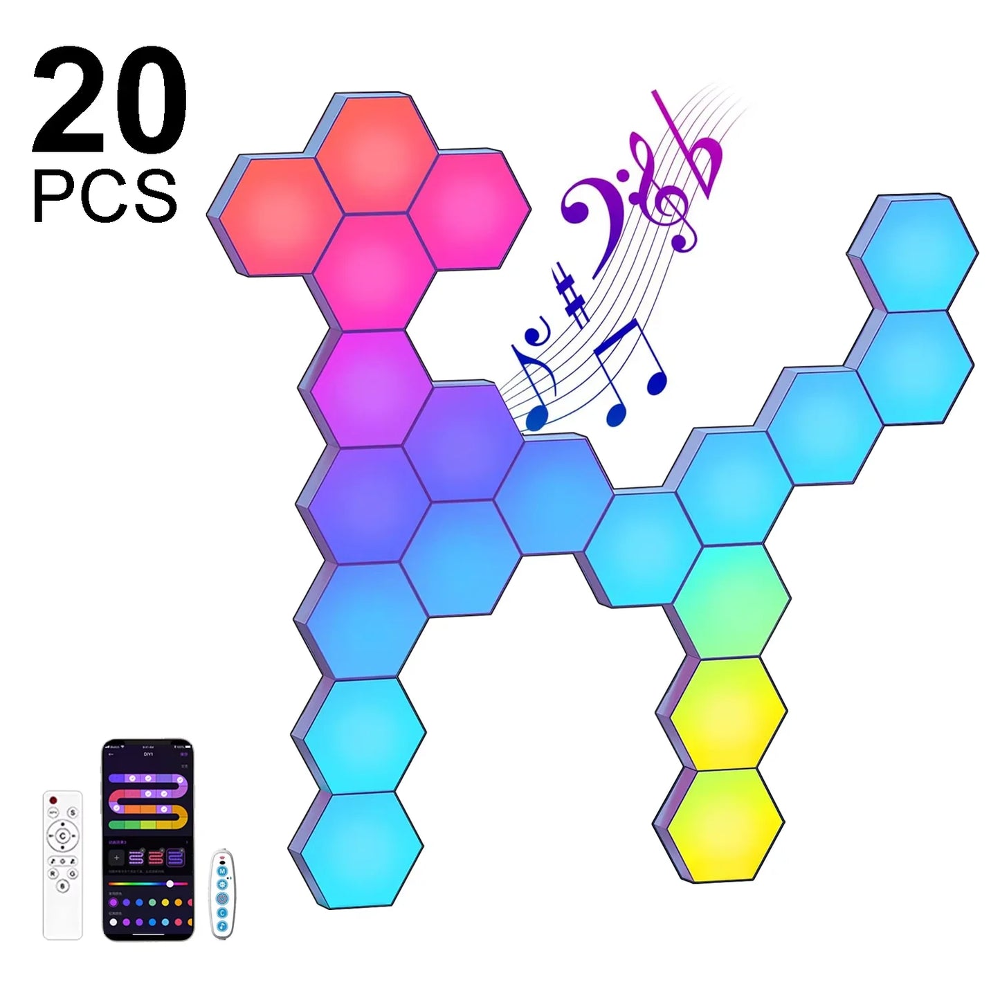 Smart Hexagon Wall Light Panels Color Changing LED Ambient Lighting 8 12 20 PCS Modular Kit