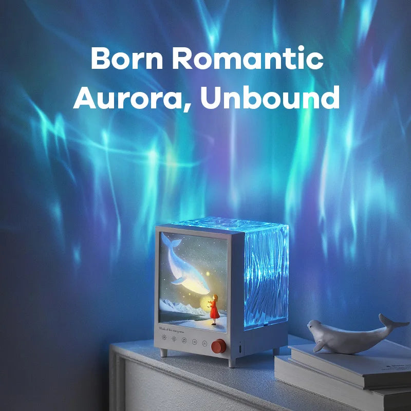 Aurora Box Projector Night Light Bluetooth Ambient Lamp with White Noise and Stepless Dimming for Bedroom