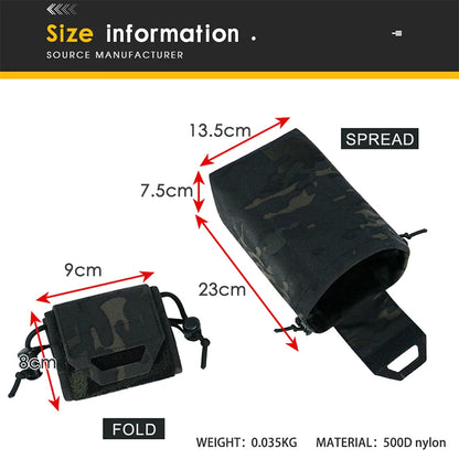 MOLLE Foldable Dump Pouch – Nylon, Hook & Loop, Retention Cord, Drain Grommets, 6 Tactical Colors