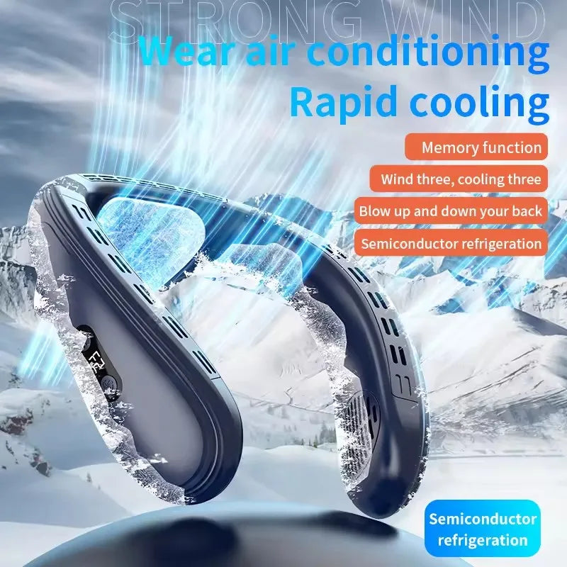 Neck Air Conditioner Fan 5200mAh – Semiconductor Cooling Wearable Bladeless Fan
