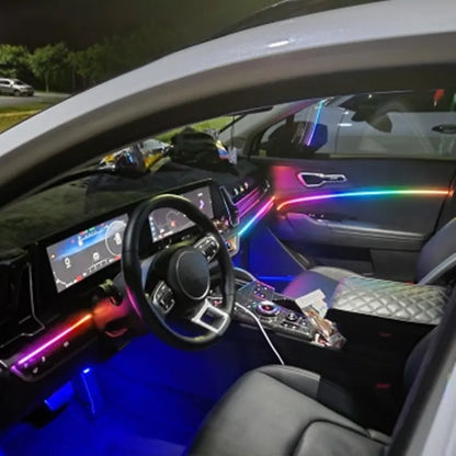 18-in-1 Symphony Car Ambient Light System – 210 Modes, Acrylic Guide, Bluetooth App, 12V, CE