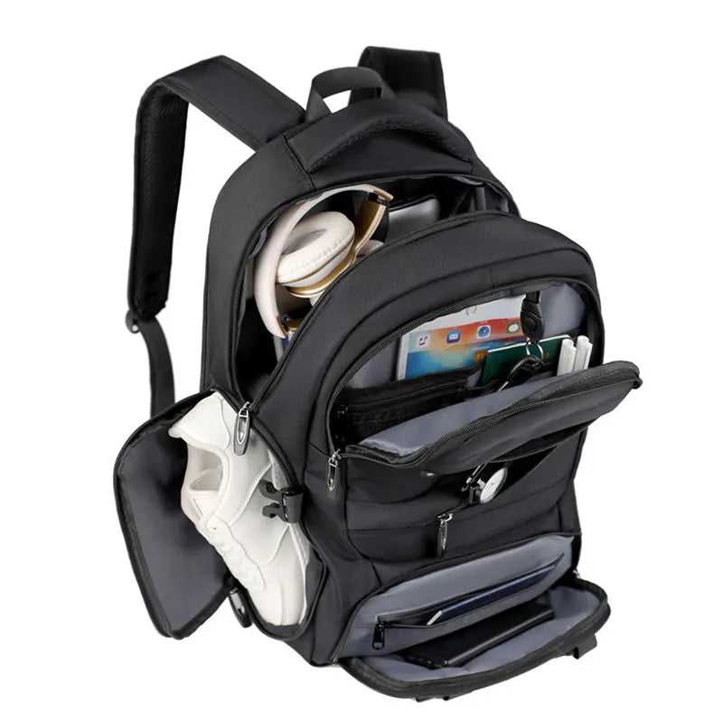 Expandable Travel Laptop Backpack with Shoe Compartment for Business & Carry-On