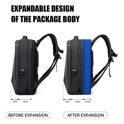 Expandable Business Laptop Backpack – Foldable, Air Cushion Straps, 20–35L