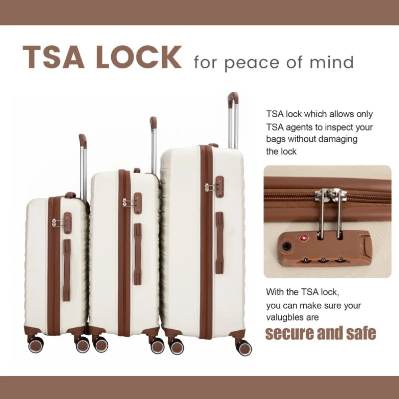 5-Piece Hardcase Luggage Set – Double Spinner Wheels & TSA Lock, 3 Suitcases + Duffle & Toiletry Bag