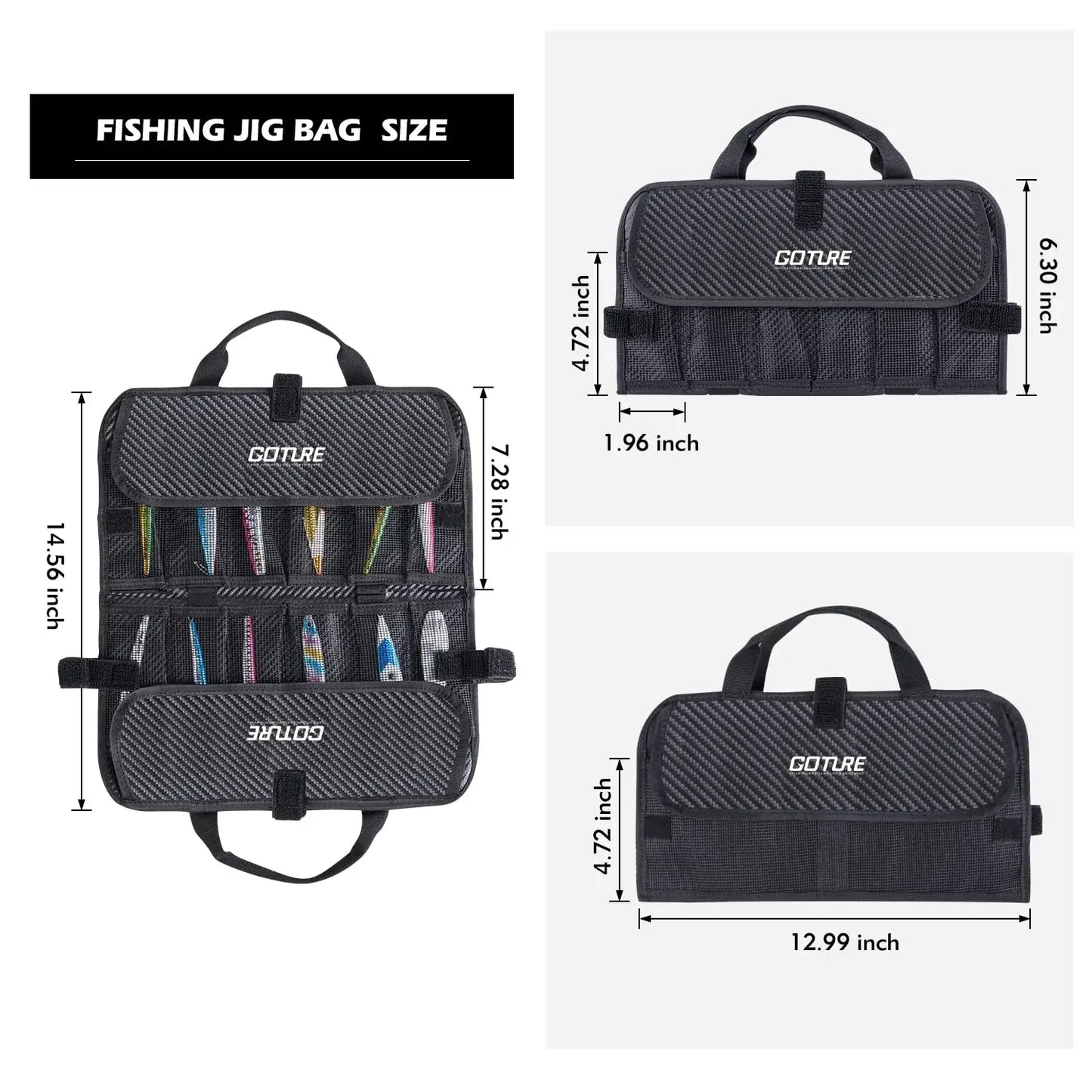 Water-Resistant Fishing Tackle Bag with Carbon Fiber Pattern