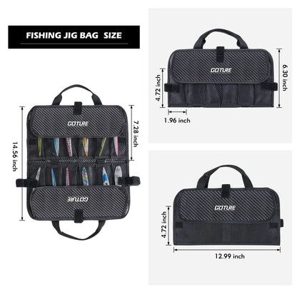 Water-Resistant Fishing Tackle Bag with Carbon Fiber Pattern