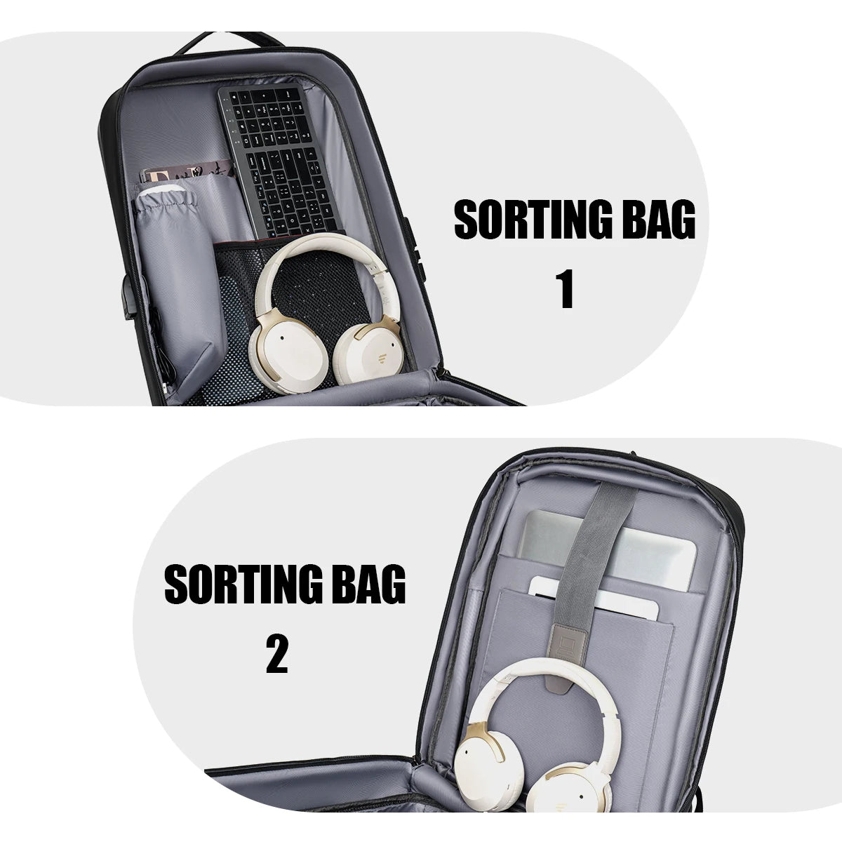 Expandable Business Laptop Backpack – Foldable, Air Cushion Straps, 20–35L