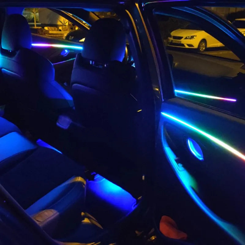 18-in-1 Symphony Car Ambient Light System – 210 Modes, Acrylic Guide, Bluetooth App, 12V, CE