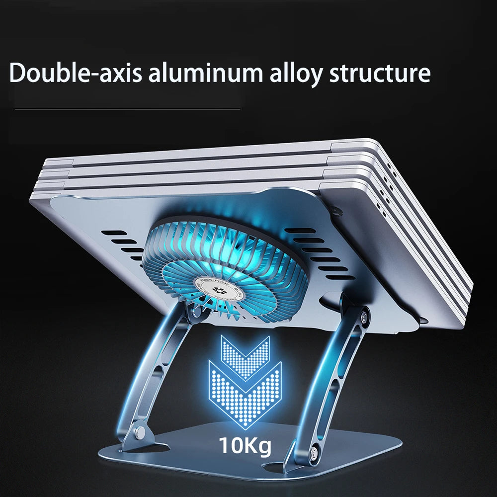 Laptop Stand with Cooling Fan Aluminum Alloy Adjustable Holder for 11 to 16 Inch MacBook Dell Lenovo Gaming Laptops