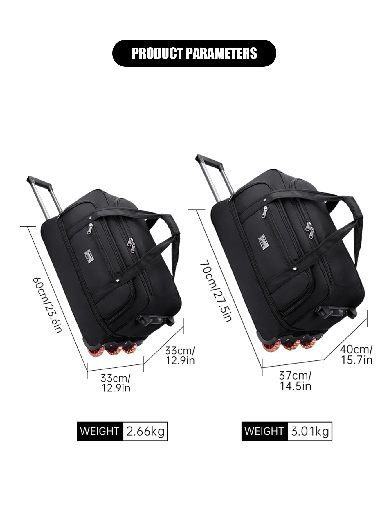 Oxford Trolley Travel Bag – Large Capacity Rolling Boarding Bag for Business & Short Trips