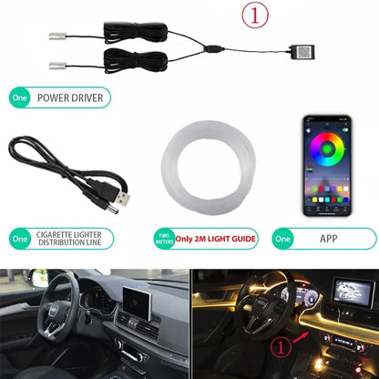 RGB Car Interior EL Wire Light Strip with App Control 12V Neon Ambient Lighting