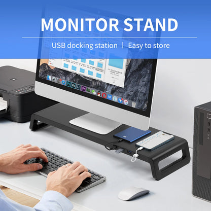 Aluminum Monitor Stand Riser – With or Without USB 3.0 Hub, for 13–24" Monitors & Laptops