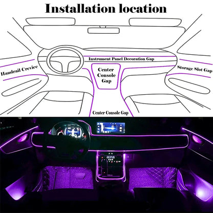 RGB Car Interior EL Wire Light Strip with App Control 12V Neon Ambient Lighting
