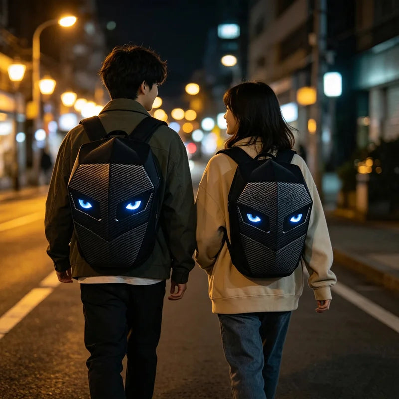 Smart RGB LED Backpack – Bluetooth App-Controlled Color Matrix Screen, Hard Shell Laptop Compartment