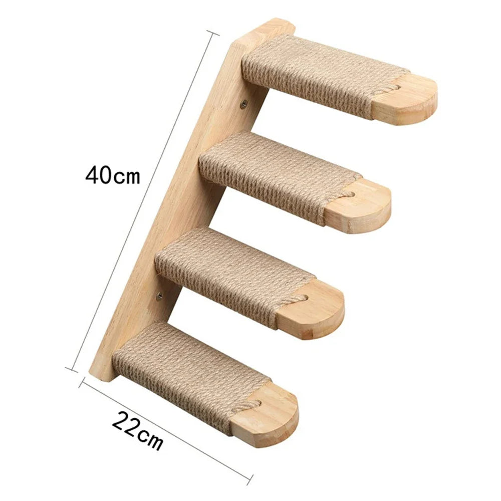 Wall-Mounted Cat Climbing Shelf System – Solid Wood Modular Cat Wall Furniture
