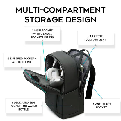 Lightweight TPU Laptop Backpack 15.6" with YKK Zipper – Multi-Pocket Business Bag