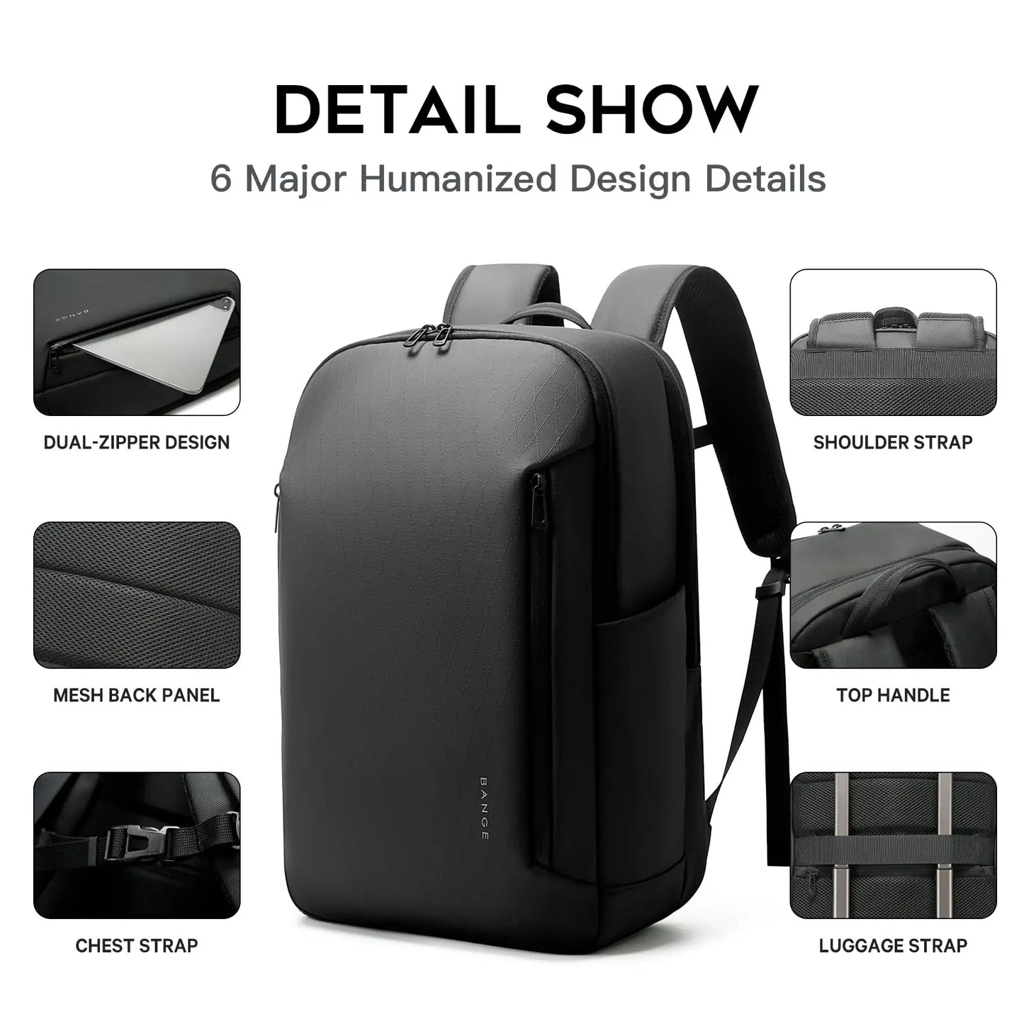 Lightweight TPU Laptop Backpack 15.6" with YKK Zipper – Multi-Pocket Business Bag