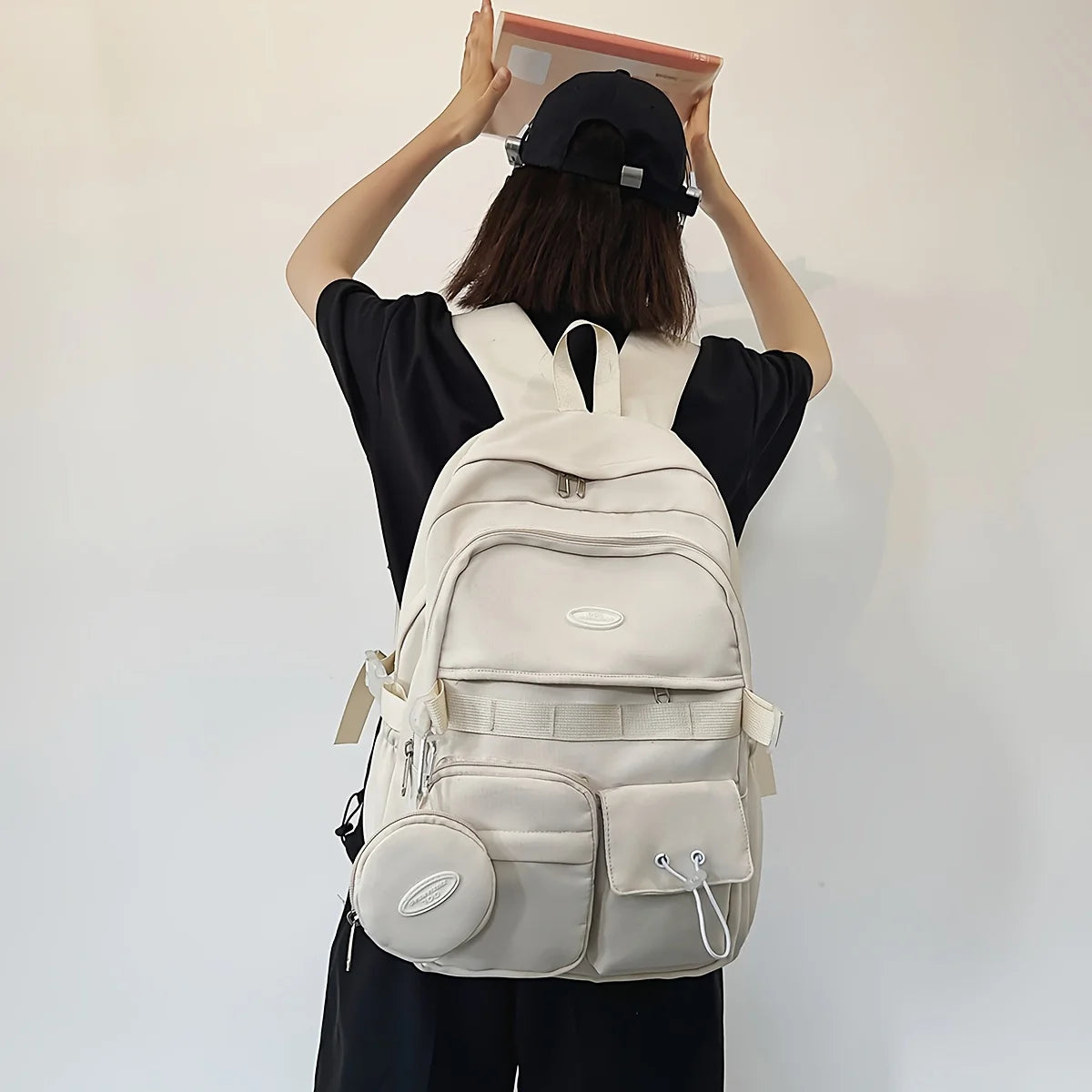 Lightweight Casual Backpack for School & Travel – Nylon, Multi-Pocket